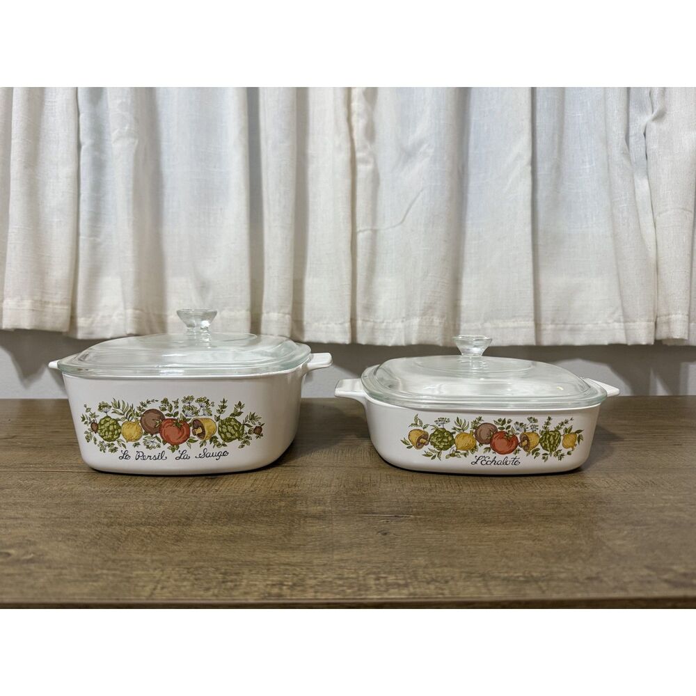 Vintage CorningWare Spice of Life Le Persil La Sauge & L'Echalote Casserole Set